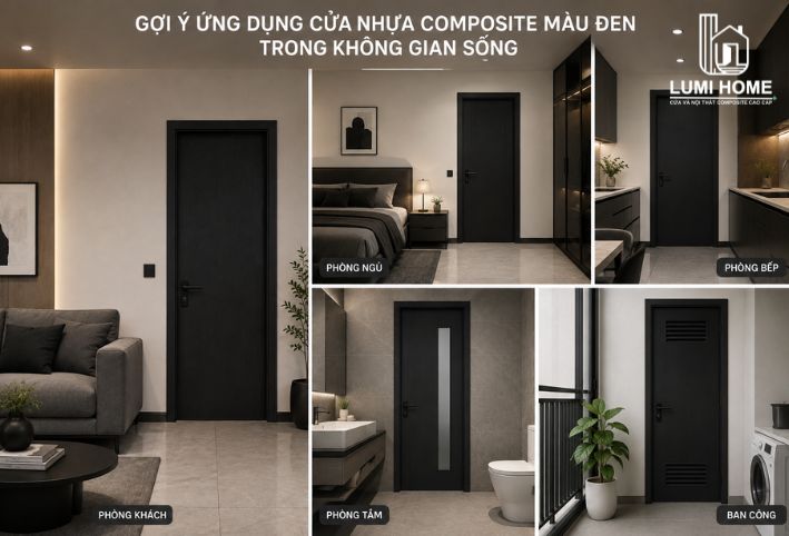 Gợi ý ứng dụng cửa nhựa Composite màu đen cho từng không gian sống