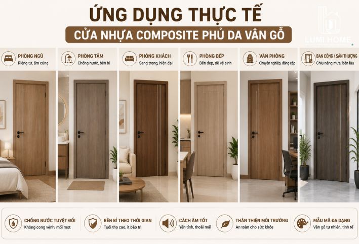 Ứng dụng thực tế của cửa nhựa Composite trong không gian nội thất