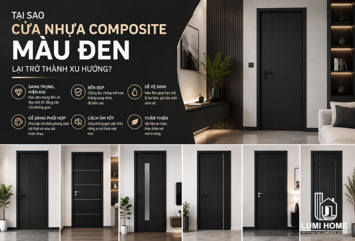 Vì sao cửa nhựa Composite màu đen trở thành xu hướng nội thất hiện đại