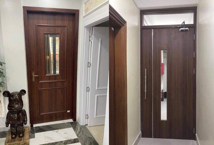 CỬA NHỰA COMPOSITE Ô KÍNH DỌC