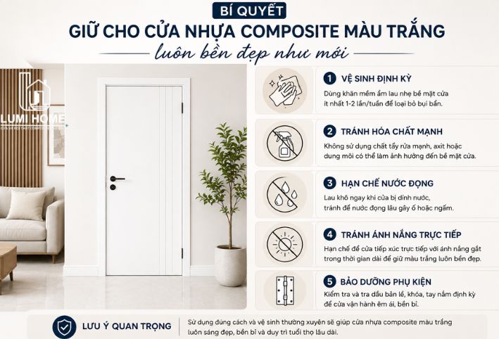 Bí quyết giữ cho cửa nhựa composite màu trắng luôn bền đẹp như mới