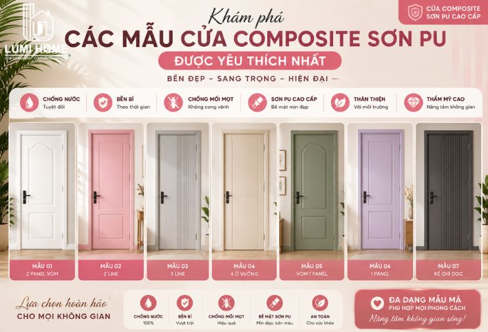 Các mẫu cửa nhựa composite sơn PU được yêu thích nhất