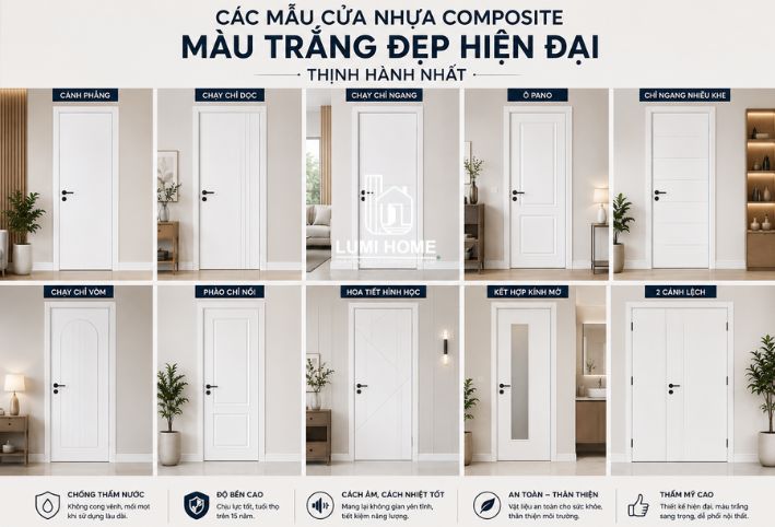 Tổng hợp các mẫu cửa nhựa Composite màu trắng đẹp hiện đại thịnh hành