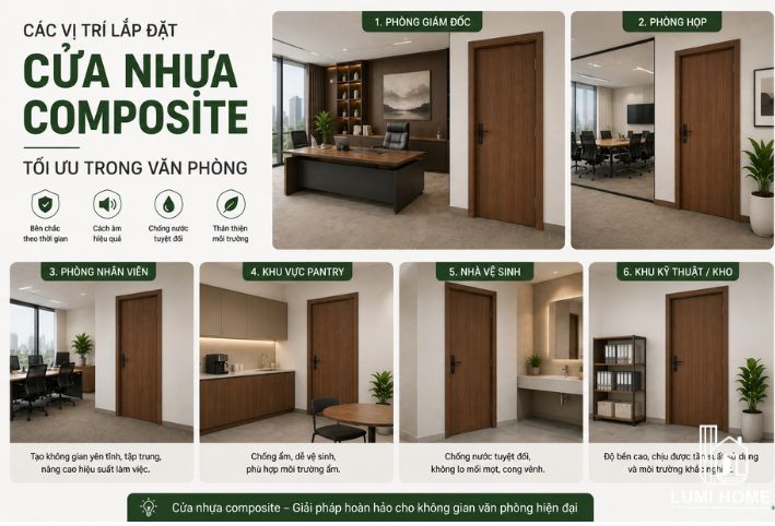 Các vị trí lắp đặt cửa nhựa composite tối ưu trong văn phòng