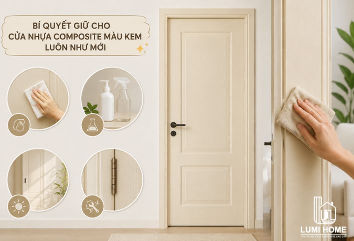 Bí quyết vệ sinh và giữ cửa nhựa Composite màu kem luôn như mới
