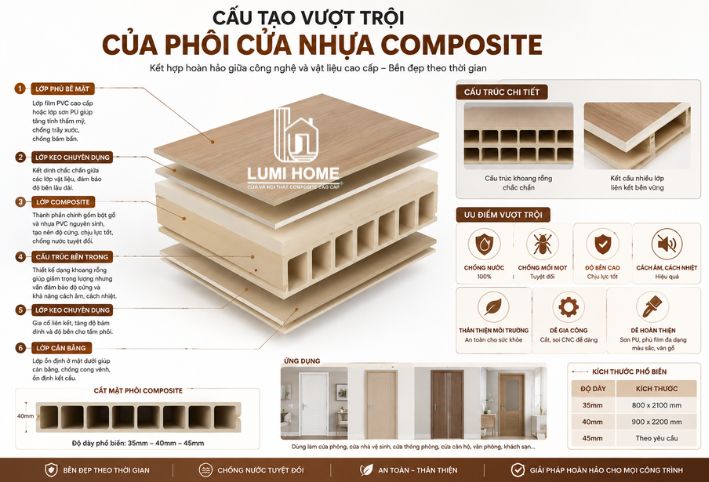 Cấu tạo vượt trội của phôi cửa nhựa composite