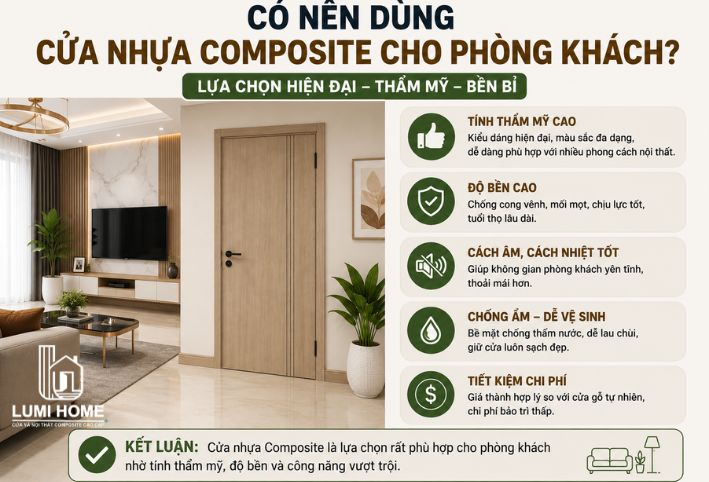 Mẫu cửa nhựa composite phòng khách đẹp