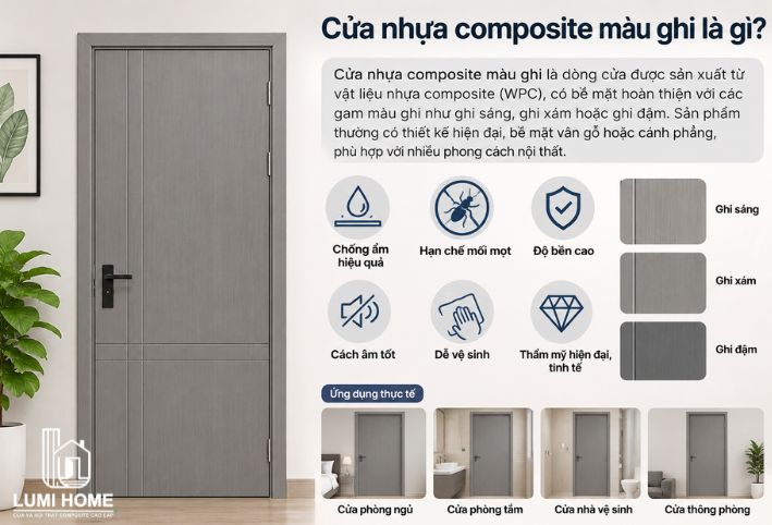 Cửa nhựa Composite màu ghi - Điểm nhấn hiện đại cho nội thất