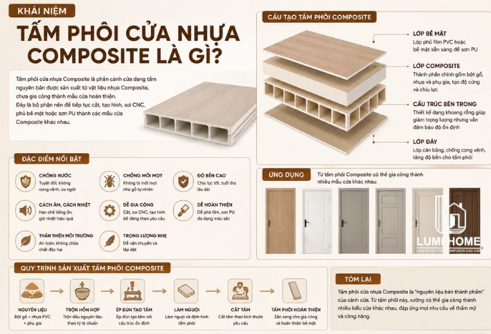 Khái niệm tấm phôi cửa nhựa composite là gì
