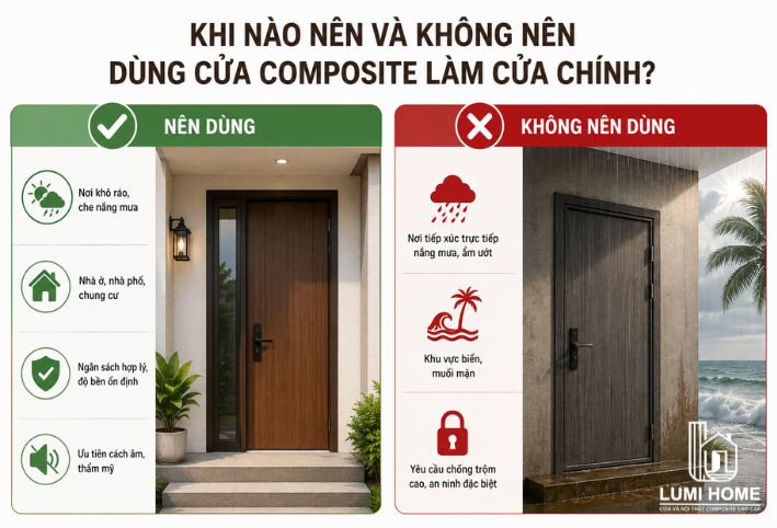 Khi nào nên và không nên dùng cửa composite làm cửa chính?