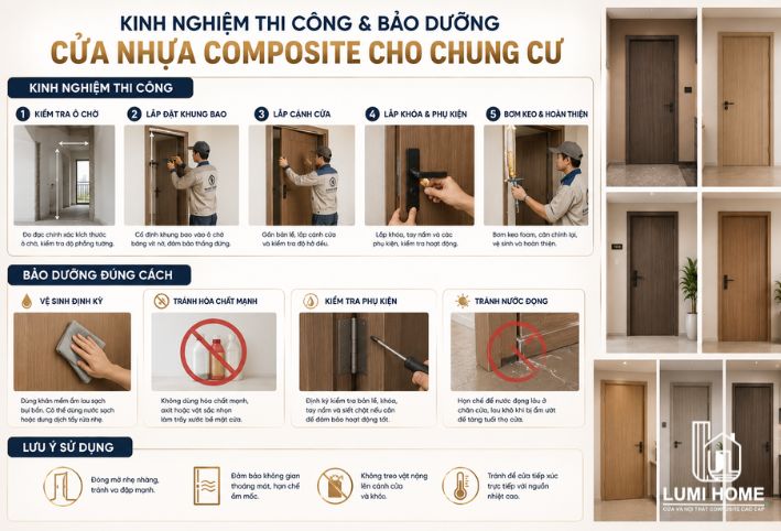Kinh nghiệm thi công và bảo dưỡng cửa nhựa composite cho chung cư