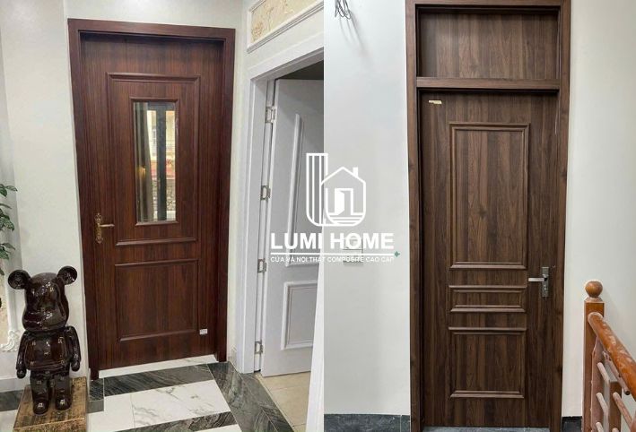 Các mẫu cửa nhựa gỗ composite thiết kế pano cổ điển sang trọng