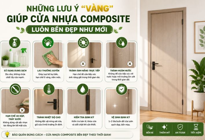 Những lưu ý vàng giúp cửa nhựa gỗ composite luôn bền đẹp như mới theo thời gian