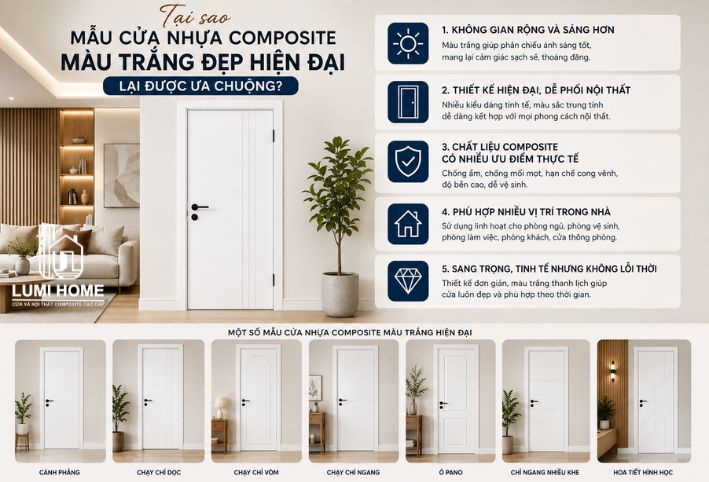 Lý do cửa nhựa Composite màu trắng hiện đại được ưa chuộng nhất