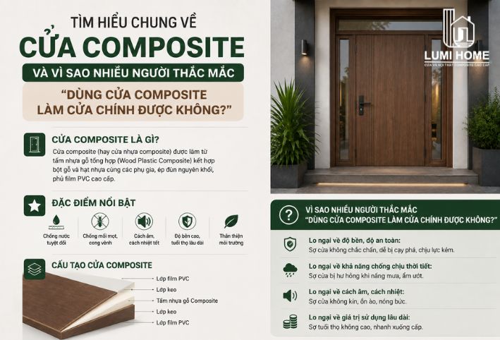 Tìm hiểu chung về cửa composite và lý do thắc mắc dùng làm cửa chính