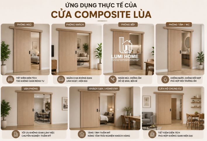Các ứng dụng thực tế của cửa composite lùa trong công trình hiện đại