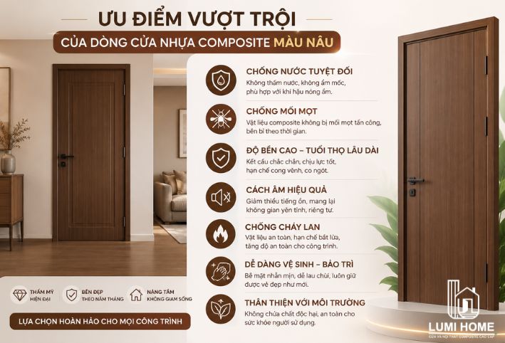 Các ưu điểm vượt trội của dòng cửa nhựa gỗ Composite cao cấp