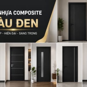 Mẫu cửa nhựa Composite màu đen cao cấp cho không gian nội thất hiện đại
