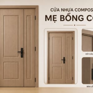 Cửa nhựa Composite mẹ bồng con - Giải pháp thẩm mỹ cho không gian rộng