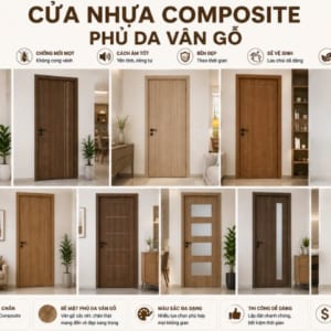 Cửa nhựa Composite phủ da vân gỗ sang trọng và hiện đại