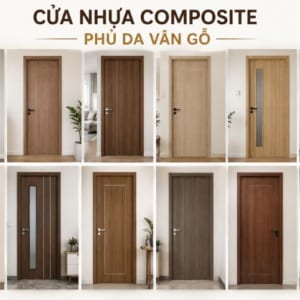 Cửa nhựa Composite phủ da vân gỗ sang trọng và hiện đại