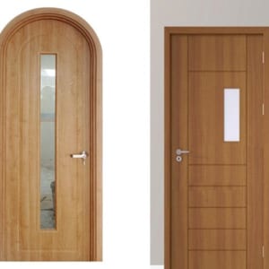 Chi tiết ô kính cường lực và phụ kiện khóa cao cấp trên cửa nhựa composite chính hãng