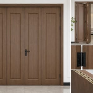 Thi công lắp đặt cửa nhựa composite 4 cánh hiện đại cho không gian nhà ở