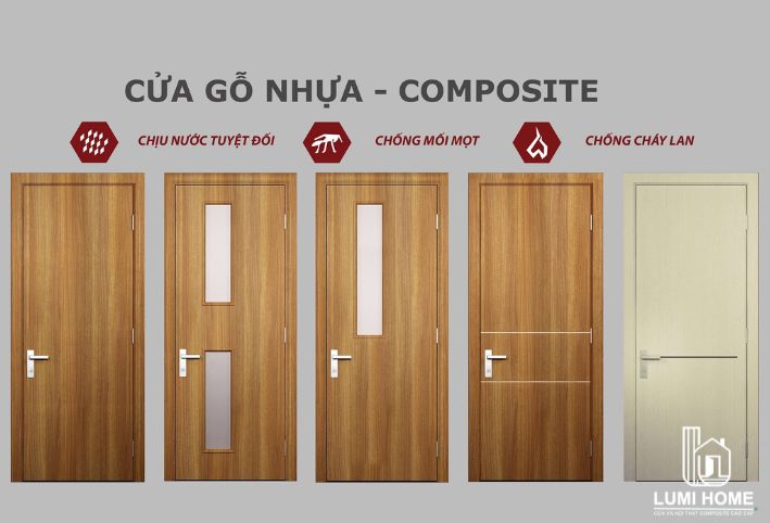 Mẫu cửa gỗ nhựa composite đẹp lắp đặt cho không gian nội thất