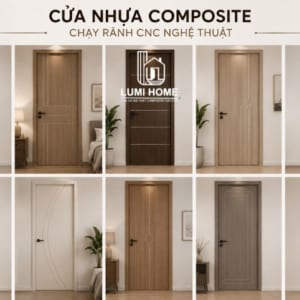 Cửa nhựa gỗ composite chạy rãnh CNC nghệ thuật hiện đại và tinh tế