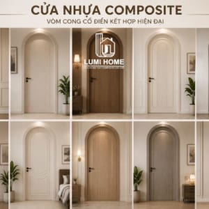 Cửa nhựa gỗ composite vòm cong thiết kế cổ điển kết hợp hiện đại độc đáo